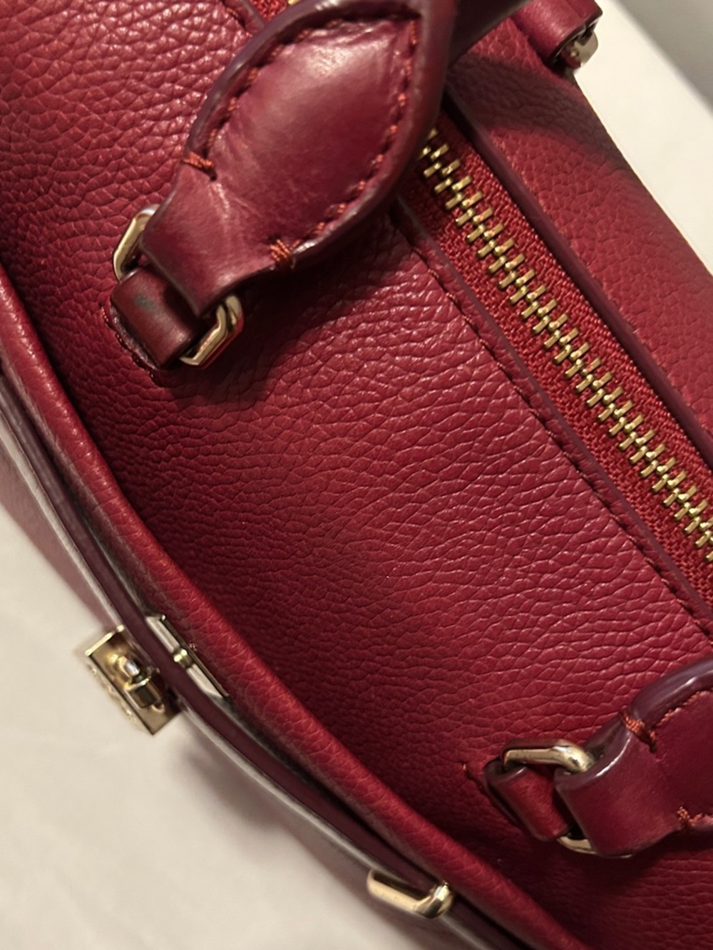 Tory Burch Burgundy Leather Satchel with Gold Hardware in EUC Retail $595 - Picture 7 of 14